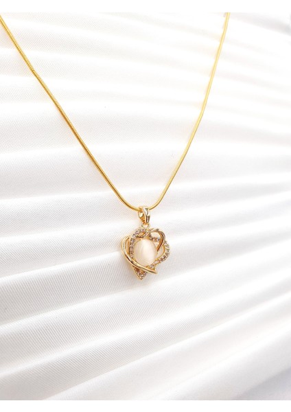 Inci Taşlı Çift Katmanlı Kalp Kolye – Zirkon Detaylı, Altın Kaplama modelleri