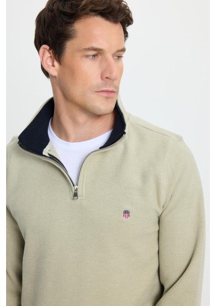 Erkek Slim Fit Dar Kesim Pamuklu Selanik Kumaş Dik Yaka Mint Sweatshirt fiyatları