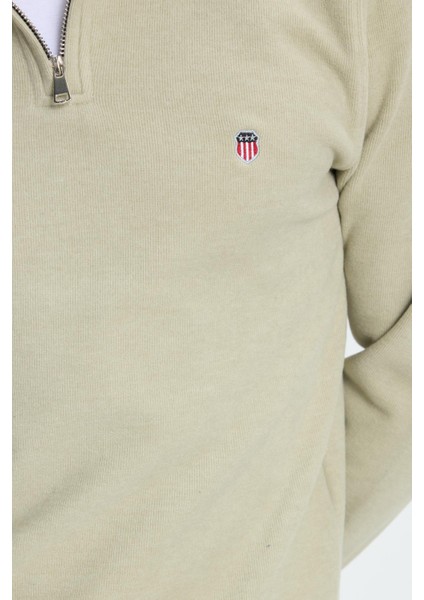 Erkek Slim Fit Dar Kesim Pamuklu Selanik Kumaş Dik Yaka Mint Sweatshirt modelleri