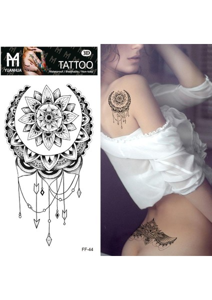 Gerçekci Mandala Desenli Geçici Dövme Kol Bacak Sticker Yapıştırma