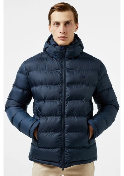 Synthethic Fill Puffer Jacket Kapişonu Çıkarılabilir Erkek Şişme Mont Lacivert