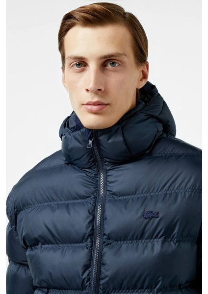 Synthethic Fill Puffer Jacket Kapişonu Çıkarılabilir Erkek Şişme Mont Lacivert fırsatları