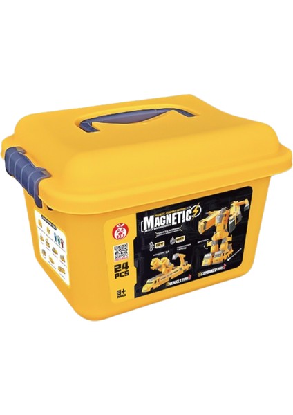 Kızılkaya Manyetik Dönüşebilir Araç ve Iş Makineleri Yapım Seti Kutulu 24 Parça XH8569