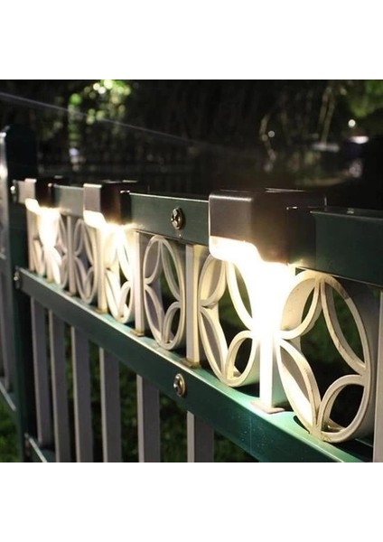 Solar Güneş Enerjili Şarj Edilen Köşebent Merdiven Veranda Bahçe Yolu LED Lamba Işık 4 Adet modelleri