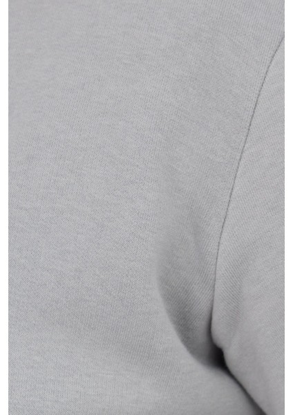 Unisex Relax Fit Rahat Kesim Pamuklu Içi Polarlı Fermuarlı Gri Dik Yaka Flato Cepli Sweatshirt Hırka