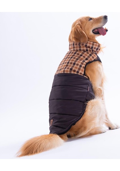 Kahverengi Elgin Paws Ekose Desen Yelek Büyük Irk Köpek Yeleği Köpek Kıyafeti Köpek Yağmurluk fırsatları