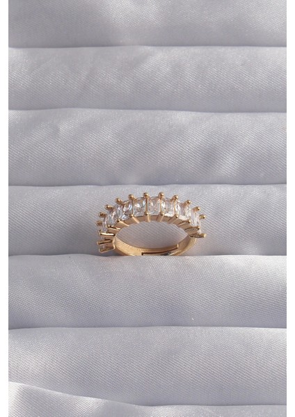 Bfs Pirinç Ayarlamalı Gold Renk Baget Taşlı Su Yolu Yüzük