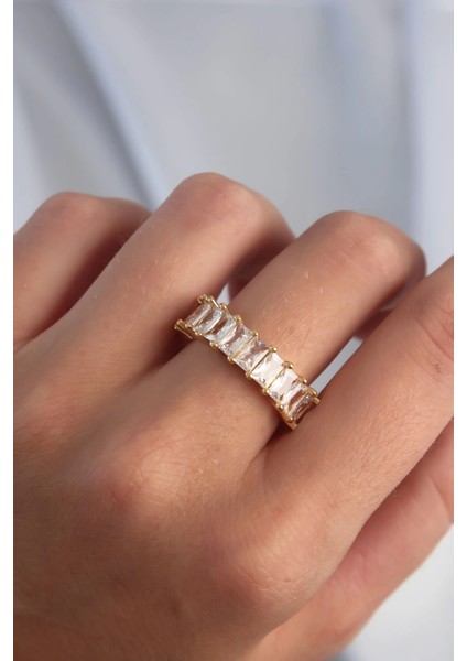 Bfs Pirinç Ayarlamalı Gold Renk Baget Taşlı Su Yolu Yüzük fiyatları