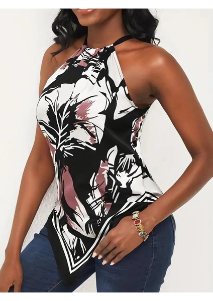 Kadın Üçgen Kesim Boyundan Bağlamalı Çiçek Desen Süprem Bluz fiyatları