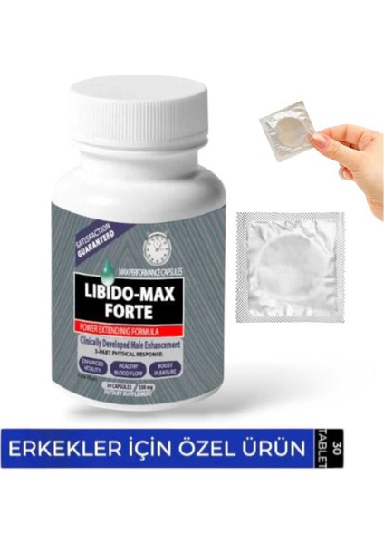 Libido Max Forte Erkeklere Özel Bölge Destekleyici 30'lu + Prezervatif Hediye