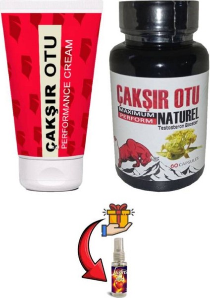 Çakşır Otu Set Erkeklere Özel Geliştirme Ürünü Doğal Destekleyic 60'lı+Lustra Masaj Yağı