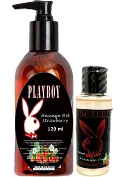 Playboy Aromaterapi Çilek Massage Oil 120 ml Çilek Aromalı Massage Vücut Masaj Yağı 50 ml