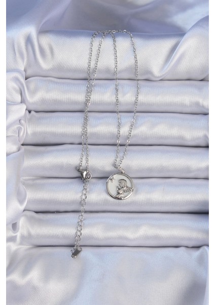 Bfs 316L Çelik Zincir Gümüş Renk Zirkon Taşlı Mineli Melek Kolye fiyatları