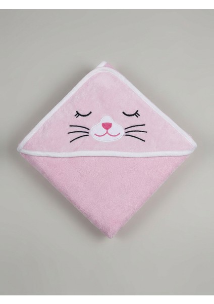 %100 Pamuk Kedi Nakışlı Bebek Havlu Kundak 75X75 cm Cat Pudra fiyatları
