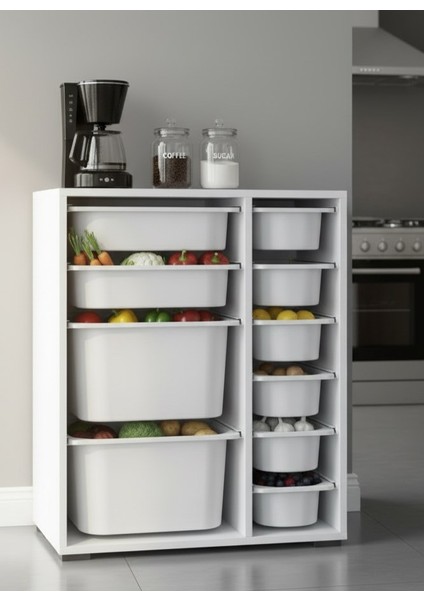 Zen 10 Sepetli Çok Amaçlı Mutfak Dolabı Beyaz 2D2K6U