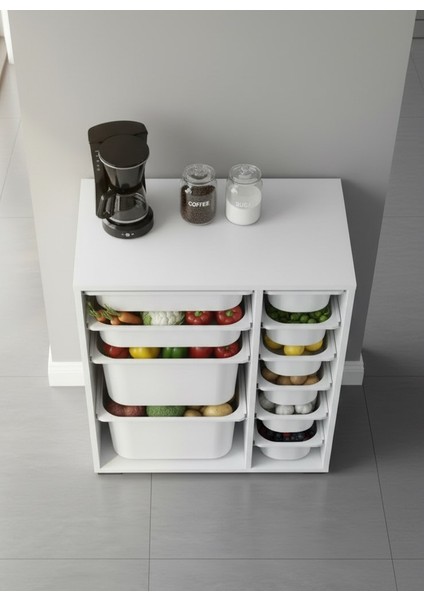 Zen 10 Sepetli Çok Amaçlı Mutfak Dolabı Beyaz 2D2K6U modelleri