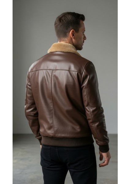 Erkek Hakiki Deri Içi Kürklü Mont – Kürklü Yaka, Fermuarlı fiyatları