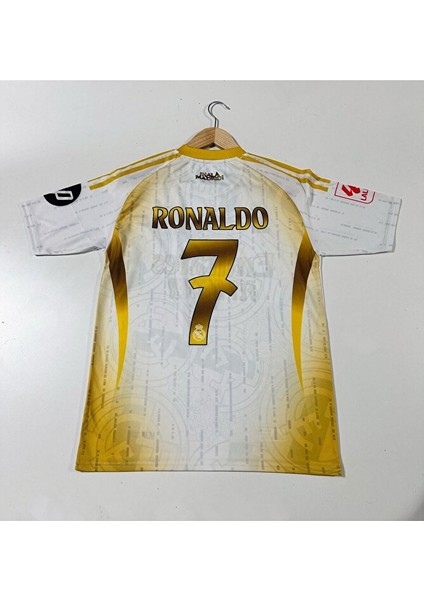 R.madridd 2024-25 Yeni Sezon Ronaldo Yetişkin Forması (White-Gold)