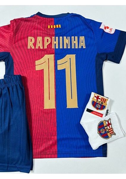 F.c B.a.r.c.e.l.o.n.a 2024/25 Yeni Sezon Raphinha Çocuk Forması 4'lü (Armalı Set) modelleri
