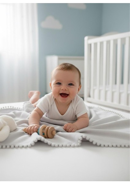 Bebek Battaniyesi %100 Organik Pamuk Müslin Ponponlu fiyatları