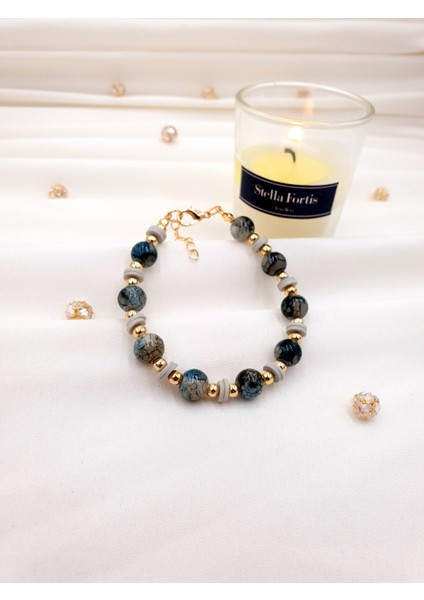 Doğal Taşlı Altın Detaylı Kadın Bileklik | Sf Signature Serisi fiyatları