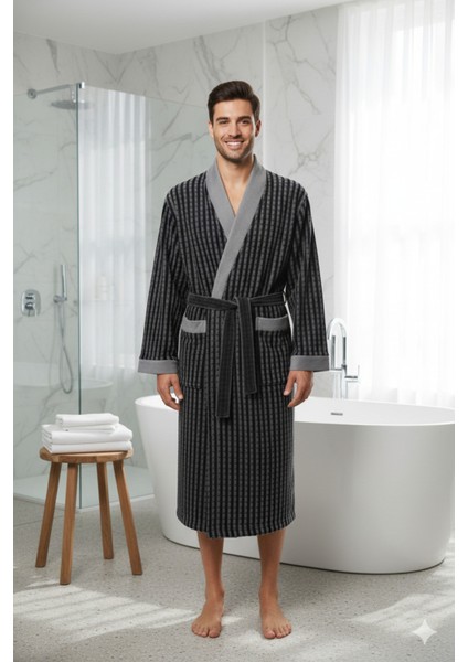 Larco Siyah Erkek Bornoz Seti 1 Bornoz 1 Baş Havlusu Xl Beden