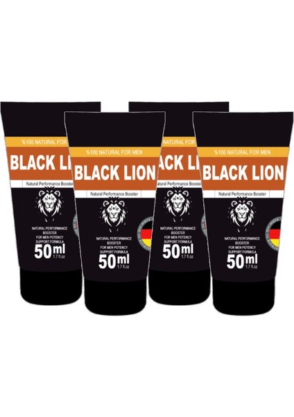 Black Lion 4 Tane x 50 ml Men Booster Krem Erkeklere Özel Anlar Için Hareketlendirici Krem
