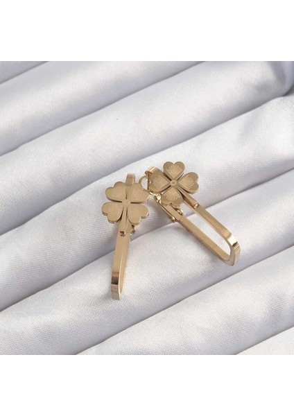 316L Çelik Altın Renk Geometrik Yonca Model Küpe fiyatları