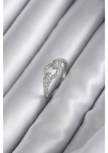 Bfs Pirinç Gümüş Renk Zirkon Taşlı Yılan Model Kadın Yüzük