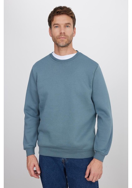 Unisex Relax Fit Rahat Kesim Pamuklu Yumuşak Dokulu Içi Polarlı Gri Bisiklet Yaka Sweatshirt fırsatları