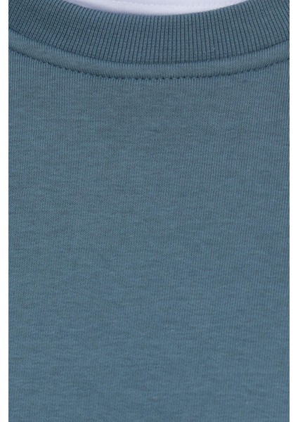 Unisex Relax Fit Rahat Kesim Pamuklu Yumuşak Dokulu Içi Polarlı Gri Bisiklet Yaka Sweatshirt