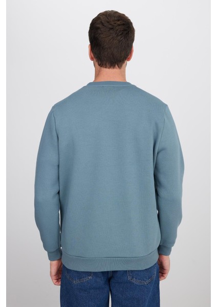 Unisex Relax Fit Rahat Kesim Pamuklu Yumuşak Dokulu Içi Polarlı Gri Bisiklet Yaka Sweatshirt