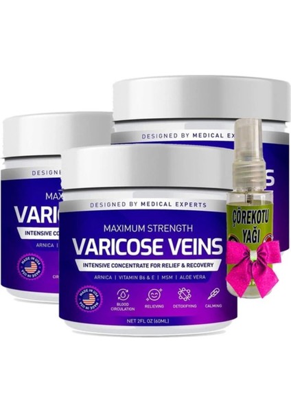Varicose Veins Purple Bakım Kremi 100 ml x 3 Adet + Çörek Otu Yağı 30 ml