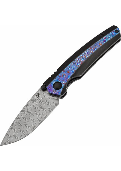 Raven | Başparmak Açacaklı | Kuzgun Siyah Yıkama Titanyum Timascus Saplı | Damascus Çelik Çakı | K2109A4 fiyatları