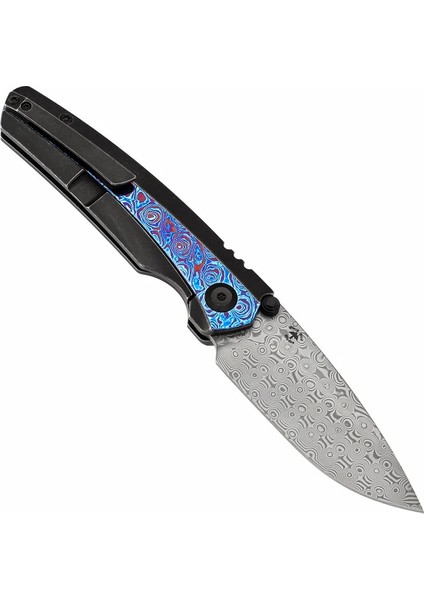 Raven | Başparmak Açacaklı | Kuzgun Siyah Yıkama Titanyum Timascus Saplı | Damascus Çelik Çakı | K2109A4 modelleri