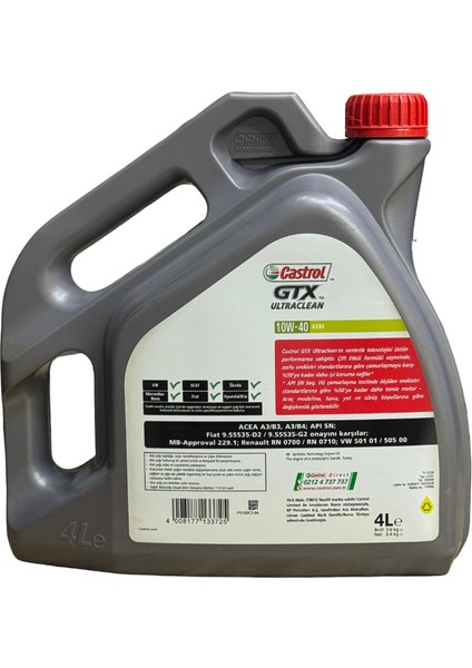 Castrol Gtx 10-40 4 Lt fiyatları