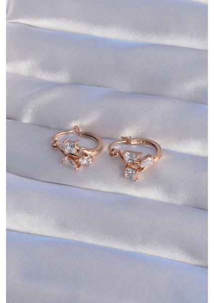 Bfs Xuping Rose Renk Zirkon Taşlı Halka Küpe fiyatları