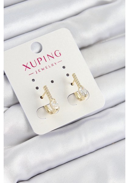 Bfs Xuping Zirkon Taşlı I Model Gold Renk Kadın Küpe