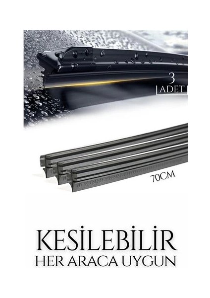 Bfs Kesilebilir 70 cm Silecek Lastiği 3 Lü Set
