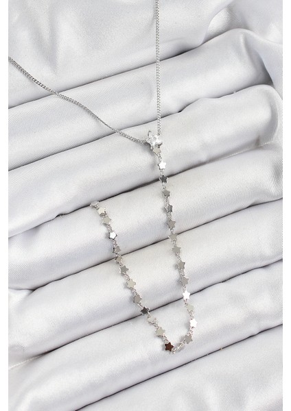 Bfs Pirinç Zirkon Taşlı Yıldız Figürlü Y Model Gümüş Renk Kadın Kolye