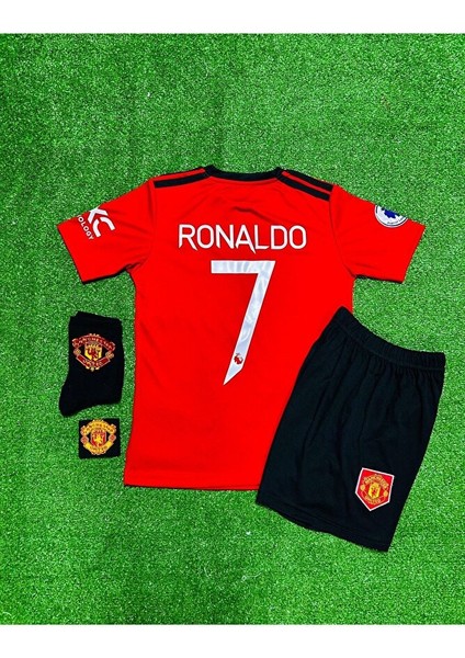 M. Unitedd 2022-23 Yeni Sezon Ronaldo Çocuk Forması 4'lü Set (Armalı)