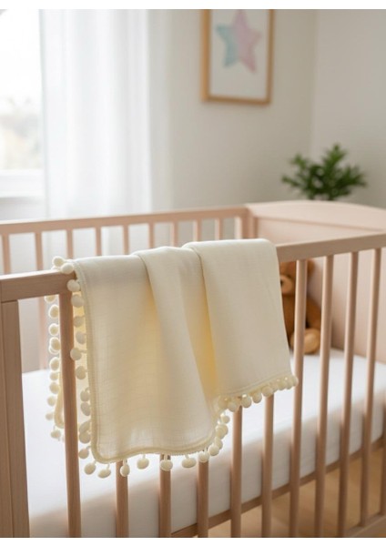 Bebek Battaniyesi %100 Pamuk Müslin Ponponlu