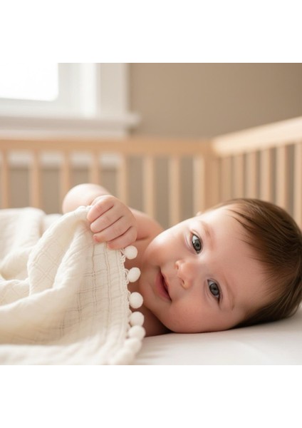 Bebek Battaniyesi %100 Pamuk Müslin Ponponlu fiyatları