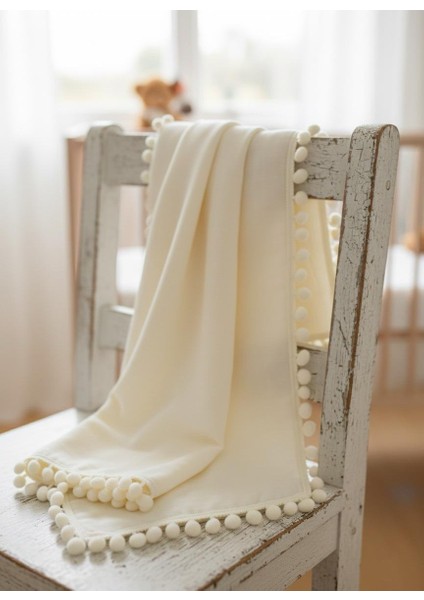 Bebek Battaniyesi %100 Pamuk Müslin Ponponlu modelleri