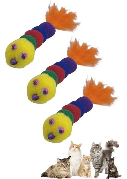 Yumuşacık Ipli Tırtıl Şeklinde Rengarenk Sevimli Evcil Hayvan Oyuncağı