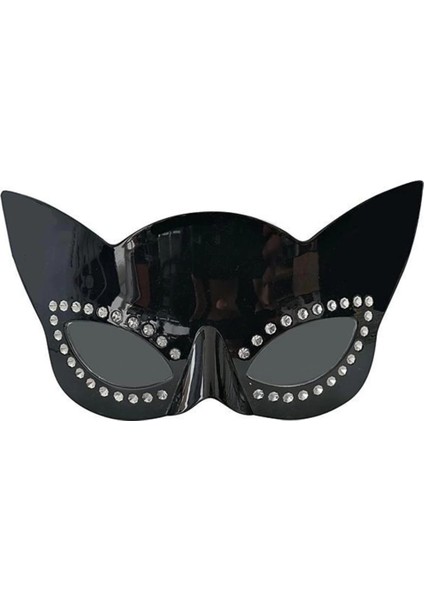 Bfs Siyah Renk Siyah Camlı Kedi Şekilli Parti Gözlüğü 20X11 cm