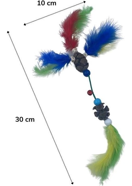 Tüylü Tahta Boncuklu Zilli Kedi Oyuncağı Çok Renkli Kedi Oyuncak fırsatları
