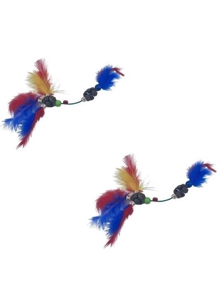 Tüylü Tahta Boncuklu Zilli Kedi Oyuncağı Çok Renkli Kedi Oyuncak