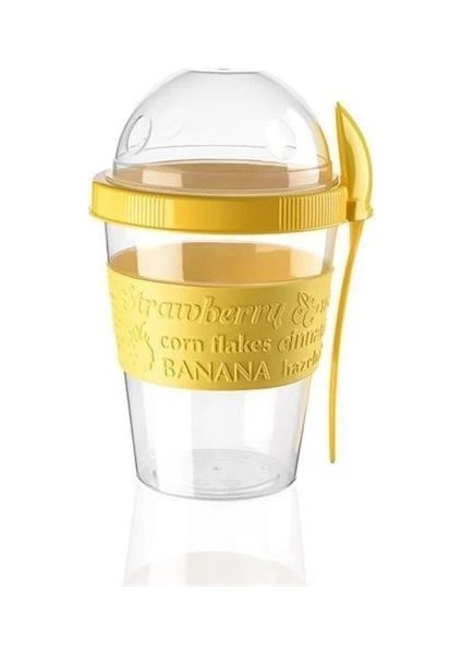 Taken Go Kapaklı Kaşıklı Pratik Taşınabilir Meyveli Yoğurt Kabı