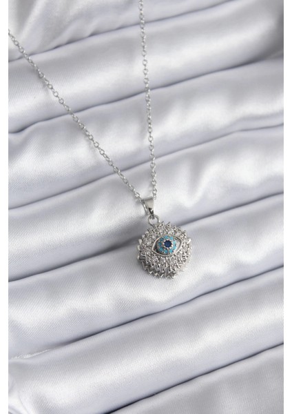 Bfs 316L Çelik Gold Renk Zirkon Taşlı Göz Model Kadın Kolye